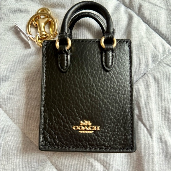 Coach Black Leather Mini Tote Keychain - Picture 2 of 6